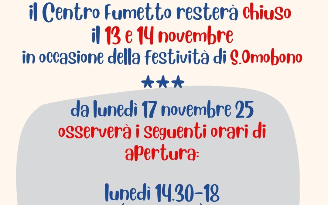 Nuovi orari al Centro Fumetto